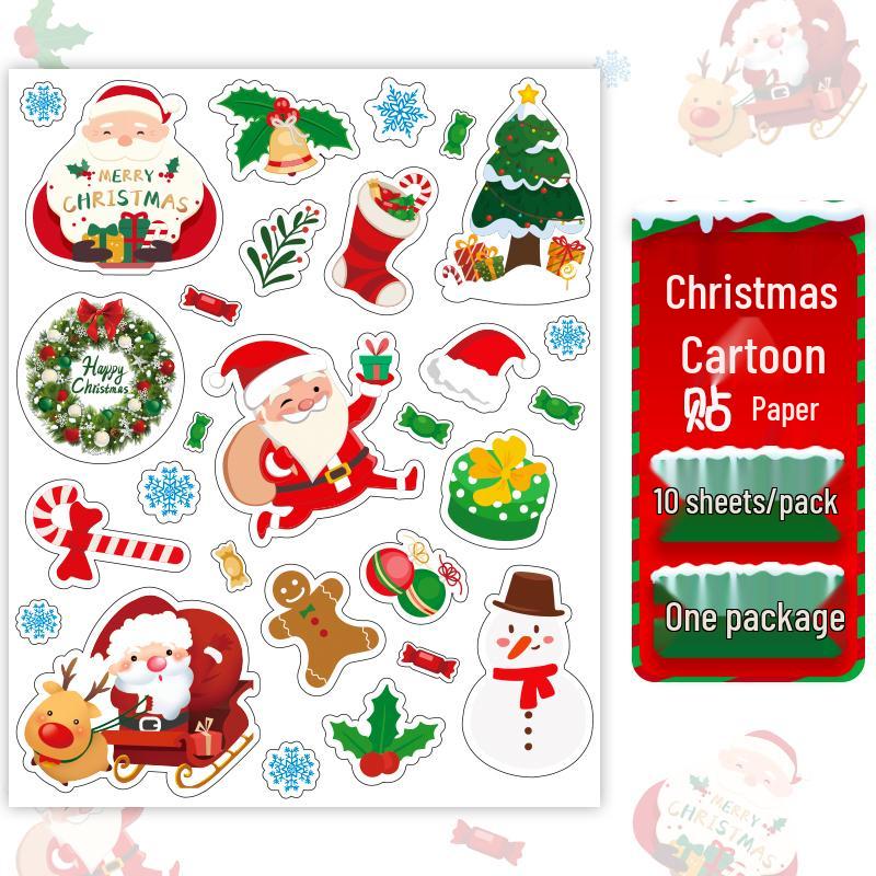 Cute Christmas Cartoon Stickers: Santa, Reindeer, Snowflake - Perfect for Scrapbooks, Christmas Eve Gifts, and Christmas Bags
