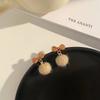 Bow Mink Ball Stud Earrings Women'S Trendy Plush Design Earrings High-End Temperament Earrings