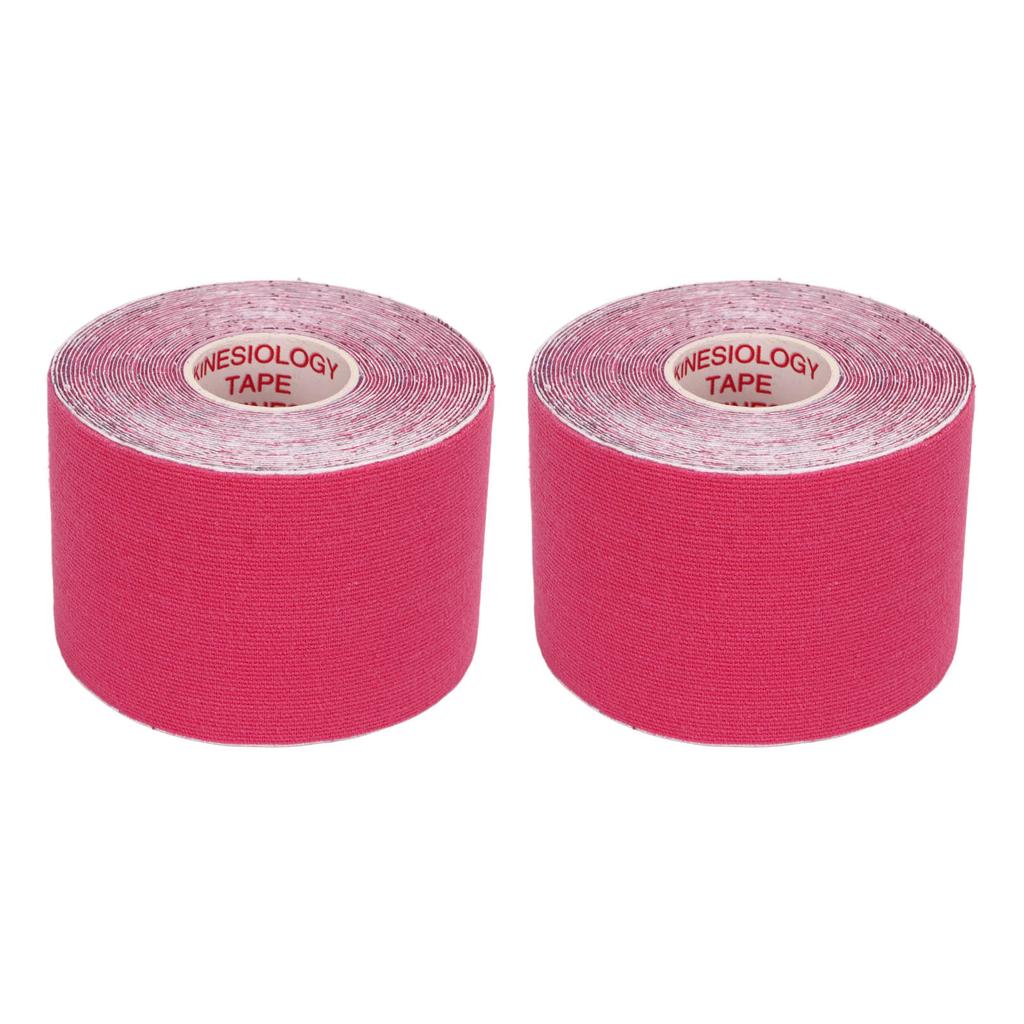2PCS Athletic Kinesiology Tape 5cm Width 5m Length Muscle Sticker Protector for Fitness Badminton Rose Red