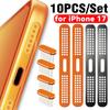 10 Adet/set Telefon Hoparlörü Şarj Portu Toz Önleyici Ağ Fileli Metal Toz Tıkaçları ile iPhone 17 & 15 16 Serisi Telefon Temizleyici Alet Seti
