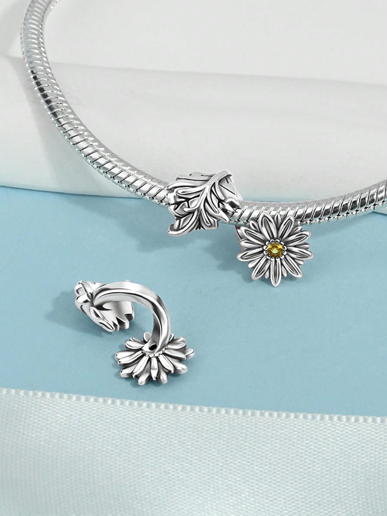 

Charms Plata Autumn Sunflower Tulip Leave Beads Charm Copper Plated Fit Charms Original Bracelet For Jewelry Making Diy Charm