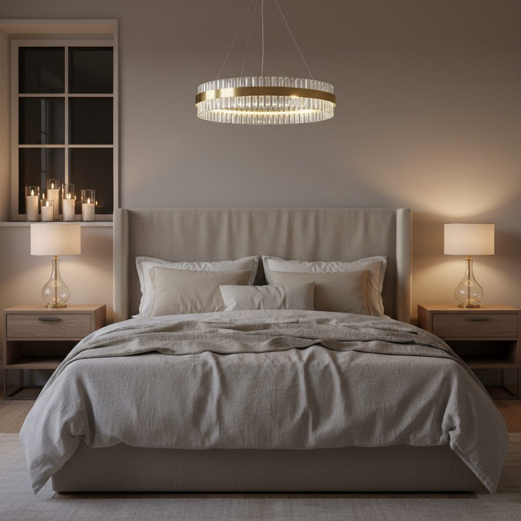 Luxemburg Crystal Prisms - Chandelier 60cm, LED 40W, Brass Gold Ring 3 Colors