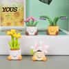 Mini Resin Car Dashboard Ornaments Cute Flower Pot Figurine, Cartoon Planter Ornament Decorative Accessories for Interior Desk Decor, Fairy