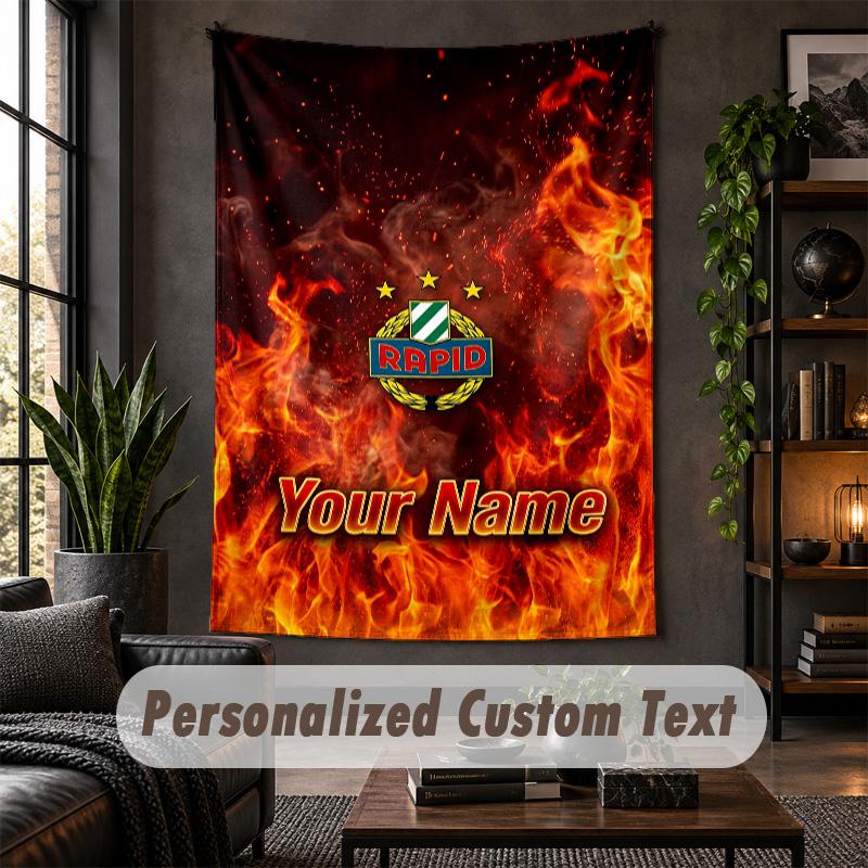 Wall Tapestry Rapid Wien FC Print Custom Name Text Wall Hanging Home Decor