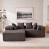 Seção transversal modular com chaise longue em L, sala de estar, quarto, sofá com almofada macia - sem necessidade de instalação - tecido de chenille(Preto)