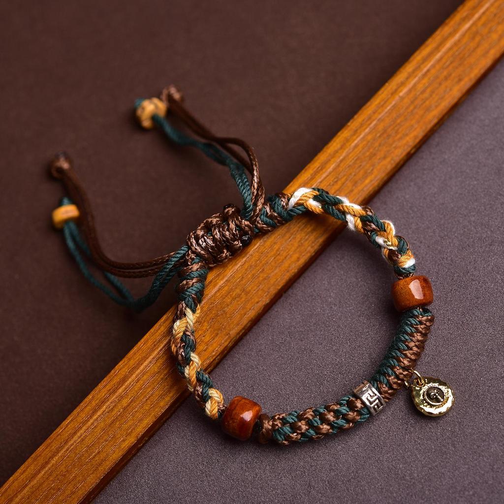 Colorful Tibetan Ethnic Style Adjustable Handmade Leather Cord Bracelet for Couples