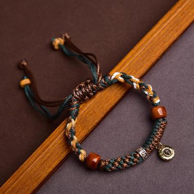 Färgglatt Tibetanskt Etniskt Stil Justerbart Handgjort Läderhalsband Armband för Par
