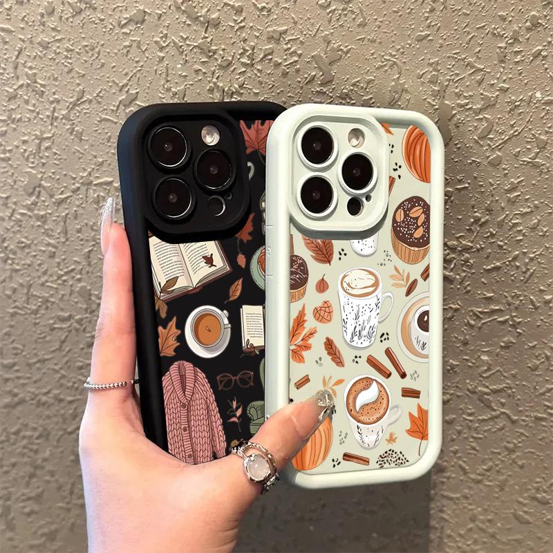 Maple Leaf Pumpkin Coffee Silicone Soft Phone Case For iPhone 17 16 15 14 13 12 11 Pro Max 17 Air 16E XS X XR 7 8 Plus SE2 Cover