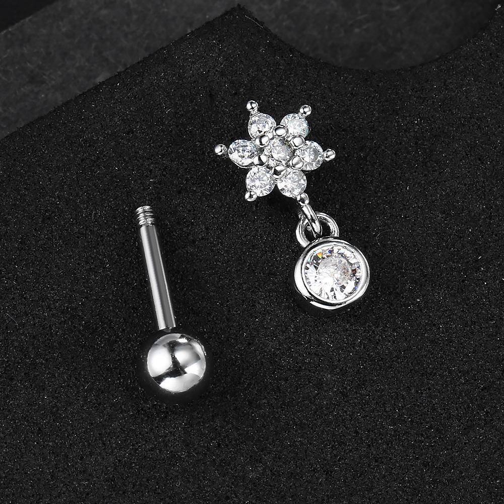 1pc Fashion exquisite Zircon gold color Snowflake Stud Earrings For Women Girls simple Fashion Piercing Helix Tragus Jewelry