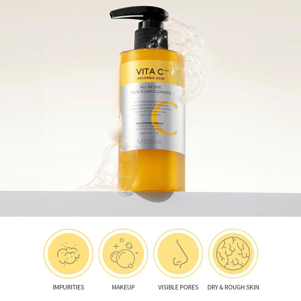 MISSHA Vita C Plus All-In-One Pack Foam Cleanser 200ml
