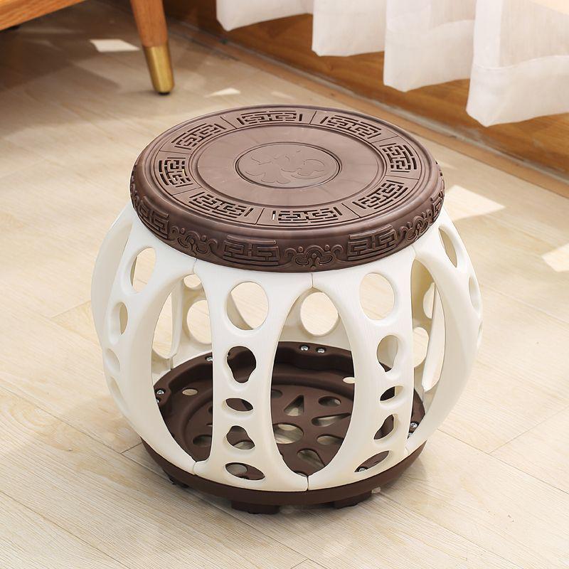 Ancient Style Chinese Round Drum Stool Bench - Artful Design for Tea or Coffee Rooms, Extra Thick Kite Embroidery, Multi-Purpose Qin Pipa Chair.