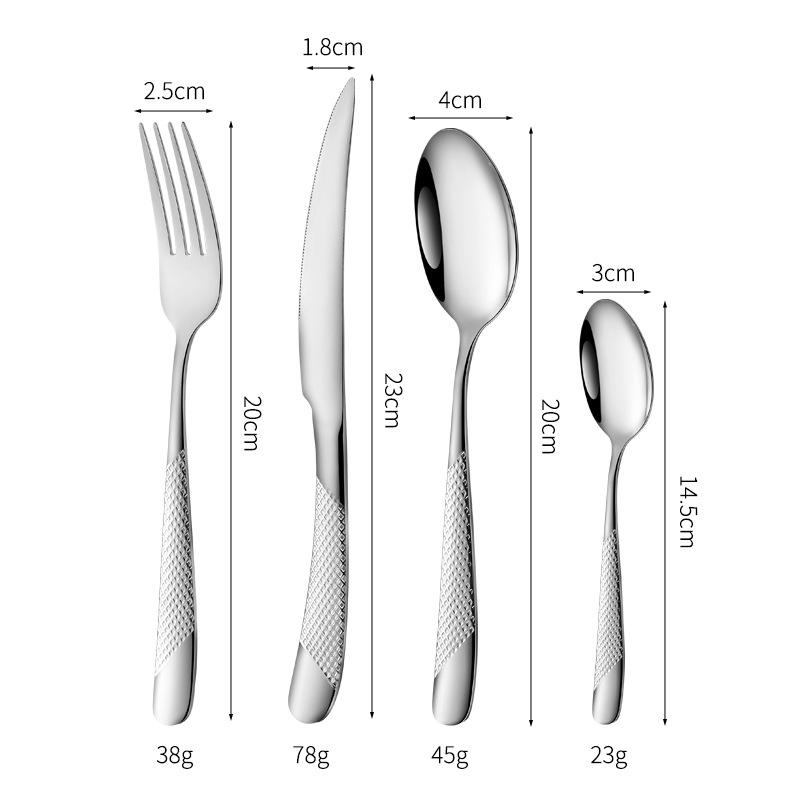 Star Diamond Stainless Steel Gold-Plated Flatware Set: Luxury Knife, Fork, and Spoon for Upscale Dining.