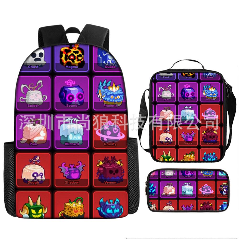 Large Capacity Schoolbag with Shoulder Strap; Student Three-piece Pencil Case Set