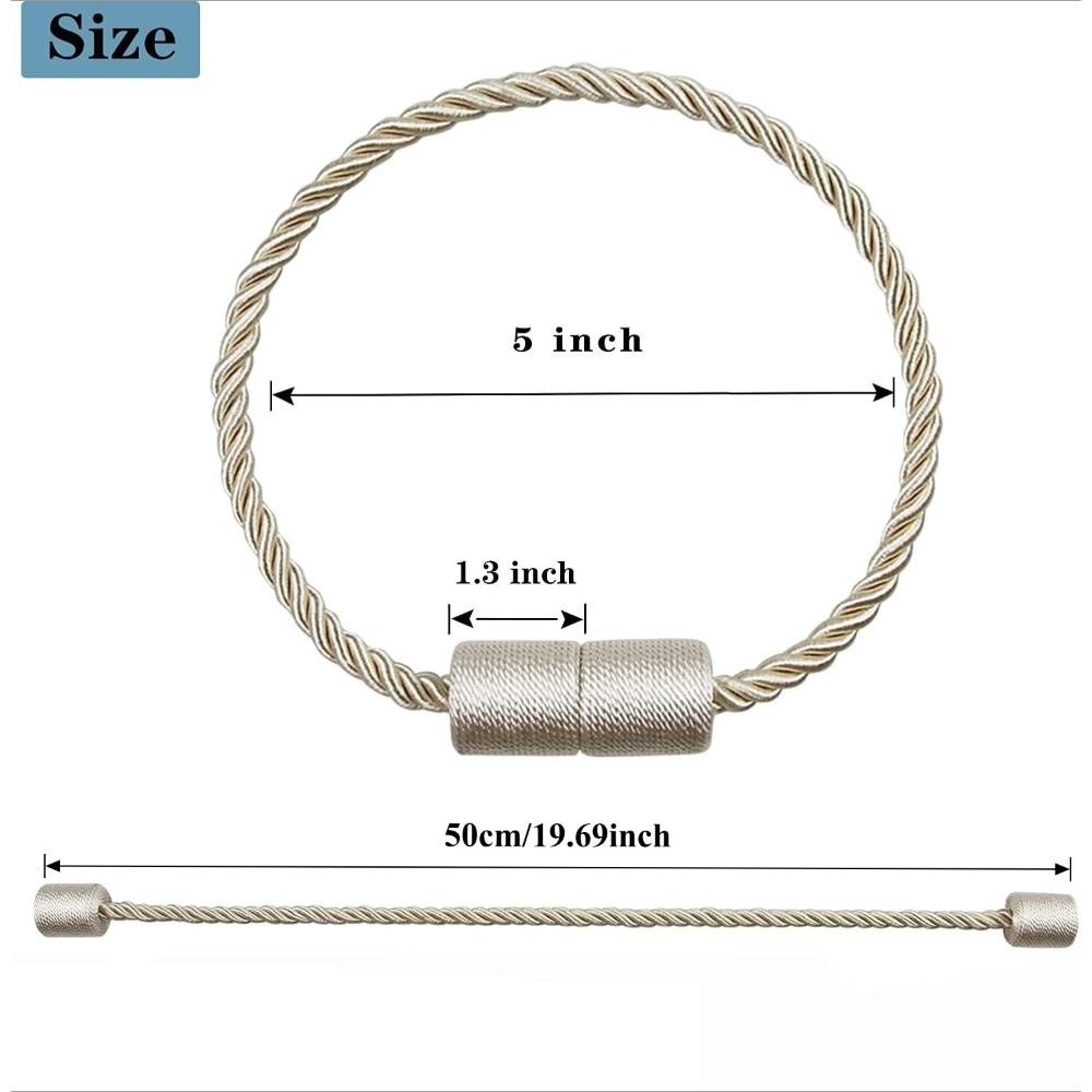 2/4Pack Strong Magnetic Curtain Tiebacks Outdoor Elegant Decorative Tie Backs Rope for Drapes Window Curtain Holdbacks