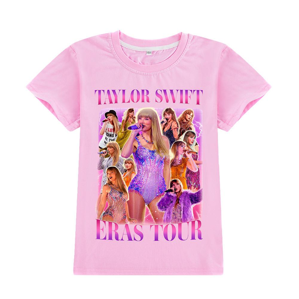 A958 Kids Boys Girls Taylor Swift Print Multi-color Short Sleeves T-shirt