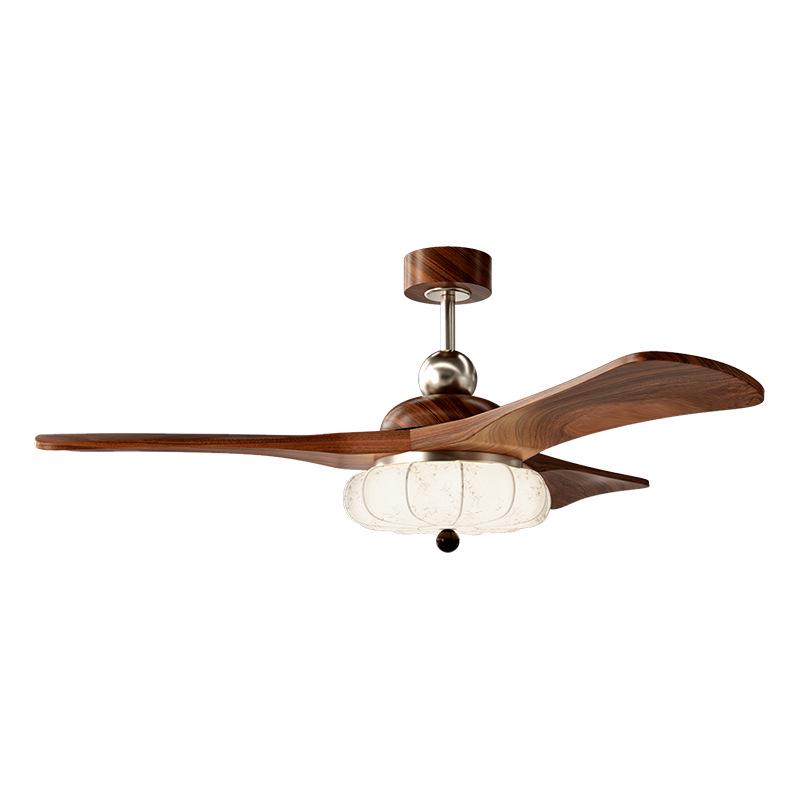 Mid-Century Walnut Fan Light Chandelier for Bedroom/Living Room