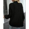 Womens Loose Long Lantern Sleeve Thick Solid Knit Cardigan Sweater Coat With Pockets