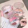 4 Colors Shimmer Matte Eyeshadow Palette Nude Rose Pink Glitter Pigment Eye Shadow Lasting Waterproof Makeup Palette with Brush