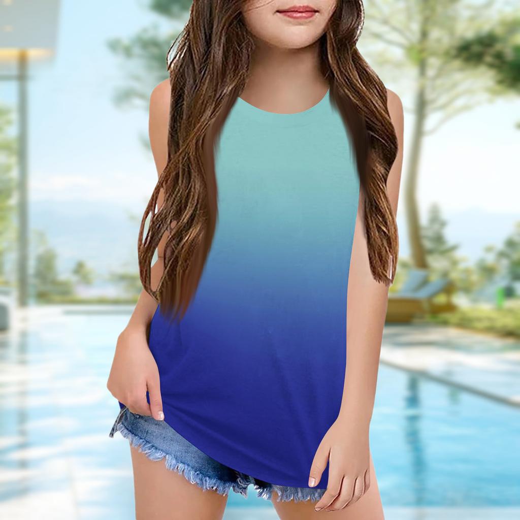 Girls  Kids Summer Crewneck Sleeveless Shirts Tank Tops