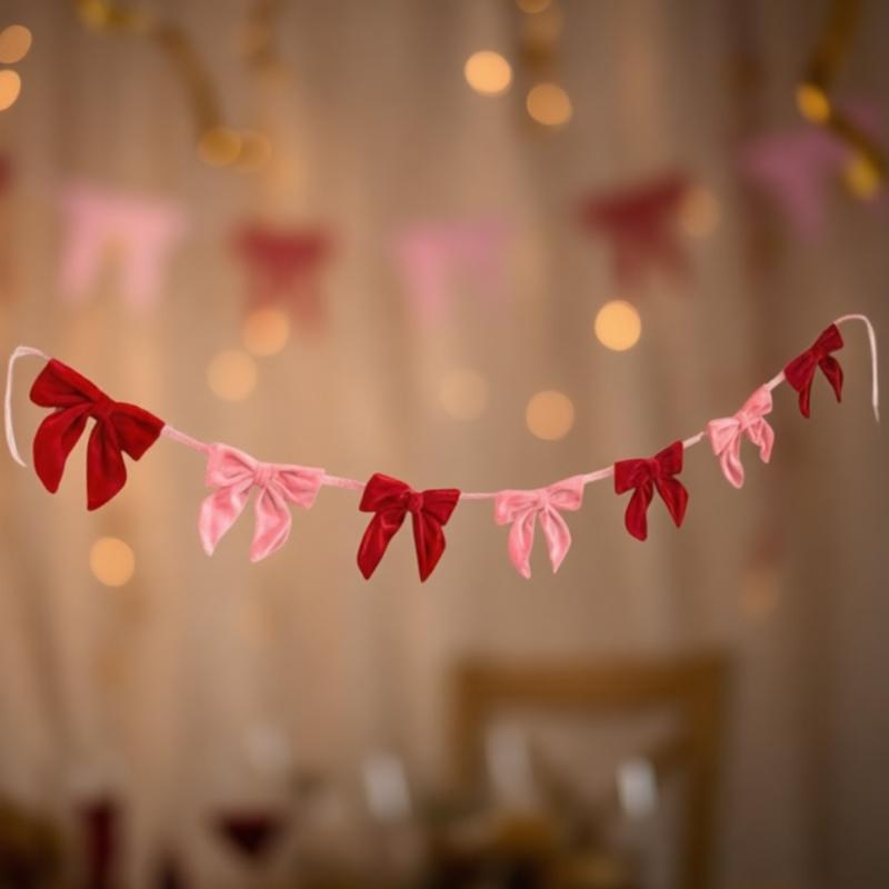 User Friendly Polyester Velvety Bowknot Garlands Efficient for Sustainable Celebration 2 Meters Long Durable Decors