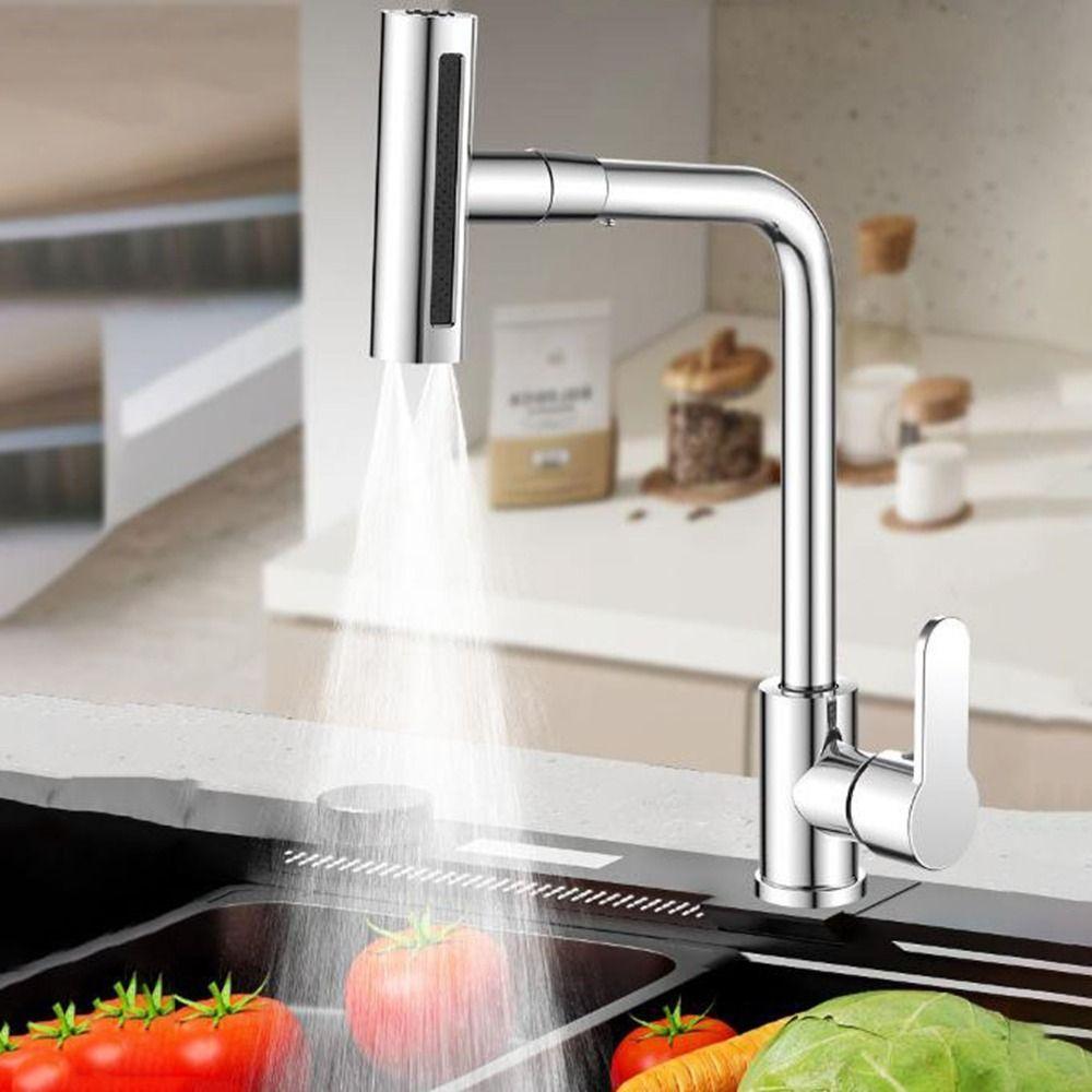 Hot Cold Single Hole Waterfall Kitchen Faucet 360°Rotating Sink Splash-proof Faucet  for Home