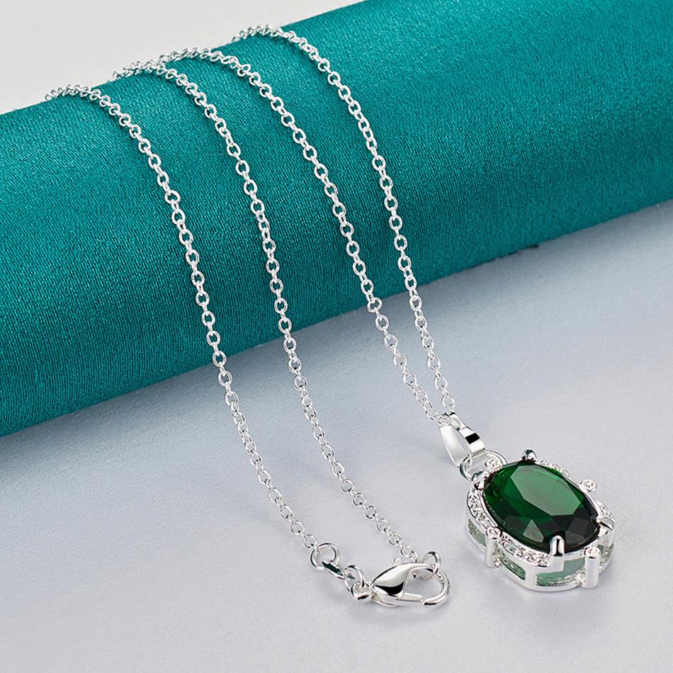 

URMYLADY 925 пробы стерлингового серебра овальный AAAAA циркон 16-30 дюймов кулон ожерелье для женщин модные ювелирные изделия 45cm