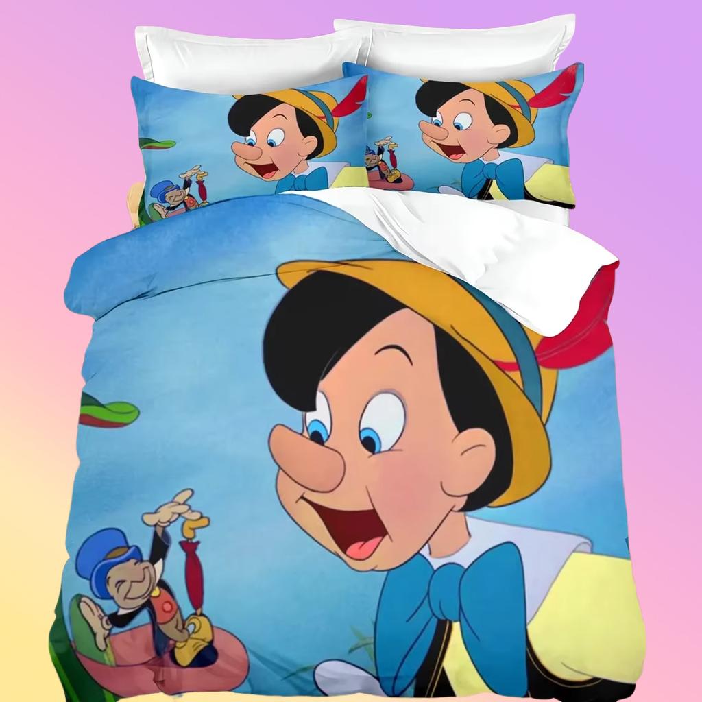 Pinocchio Quilt Cover Anime Characters Duvet Set 2 Piece Soft Microfiber Bedding Sets with Matching Pillowcase