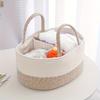 Handwoven Rope Organizer Basket with Dividers. Versatile storage for diapers, toys, laundry. Portable for any room.