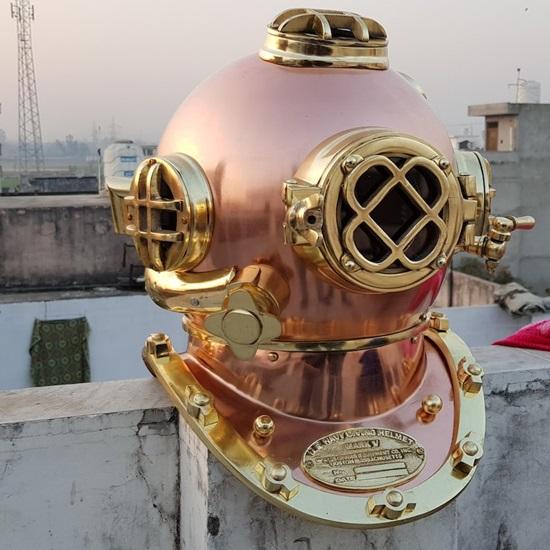 Boston Scuba Diving Helmet  US Navy Mark V Deep Sea Diving Divers Helmet  Copper Brass Diving Helmet