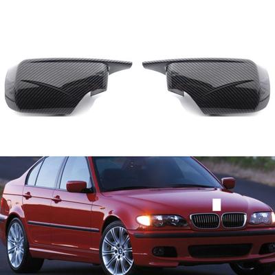 2PCS Carbon Fiber Wing Car Side Mirror Cover Replacement for BMW 3 Series For E46 For Sedan 1998-2005 Left and Right Set