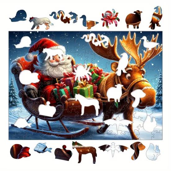 

1 Набор Рождественский Деревянный Пазл Зимний Праздник Санта Клаус Олень Упряжка Пазл Развивающая Игрушка Украшение для Дома S I