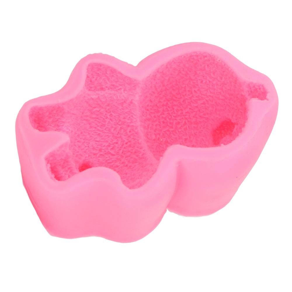 Silicone Material Sleeping Bear Silicone Mould 3D Cute Bear Cake Decor Mould Pink Fondant Clay Making Mould Ice Cream Moulding