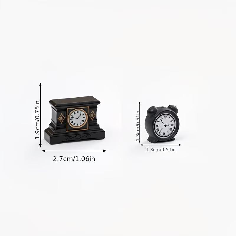 2Pcs Doll House Accessories Diy Dollhouse Miniature Wall Clock European Vintage Clock Furniture Model Decor Toy