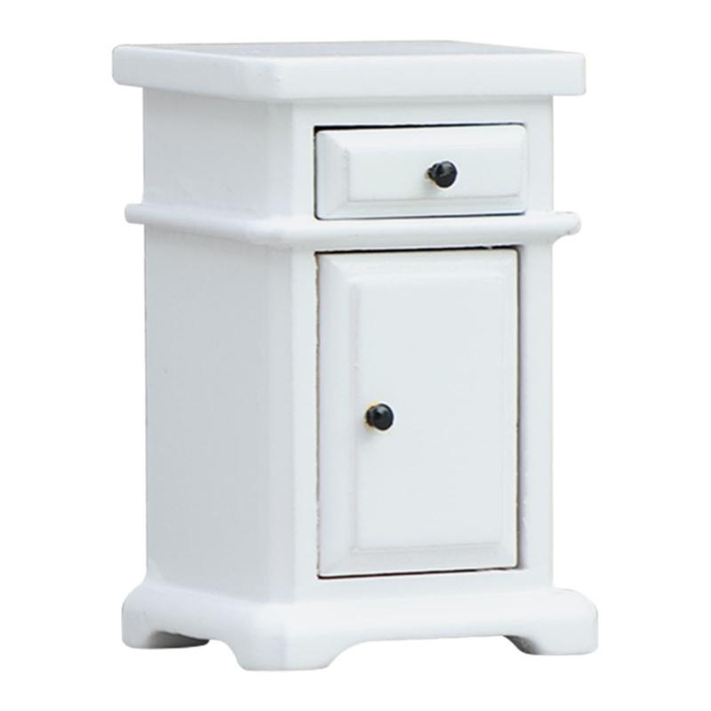 

Miniature Bedside Cabinet Model 1/12 Doll House Accessory Furniture For Children Educational Craft Project Scene Decors белый