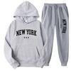 New York Graphic Print Tracksuit Set Mens Womens Loose Fit Hoodie Sweatpants Sportswear Casual Activewear