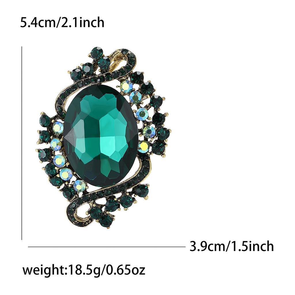 Retro Alloy Crystal Glass Brooch High-End Temperament Women'S Suit Cardigan Corsage Jewelry Pin