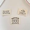 10PCS Cotton Fold-over Label Vintage Style Apparel Label Minimalist Bag Tag Wave Point Bear Cloth Label 3x2.5cm/3.7x3cm