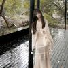 Chinese Style Autumn Winter Sweater Dress Set With Abstract Print For Elegant Women