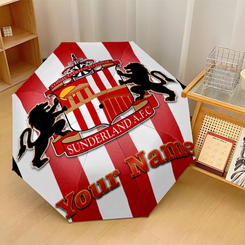 Sunderland FC Automatic 3‑Fold Umbrella 8‑Rib Windproof Folding Umbrella Sun Rain Protection For Outdoor Travel Daily Use