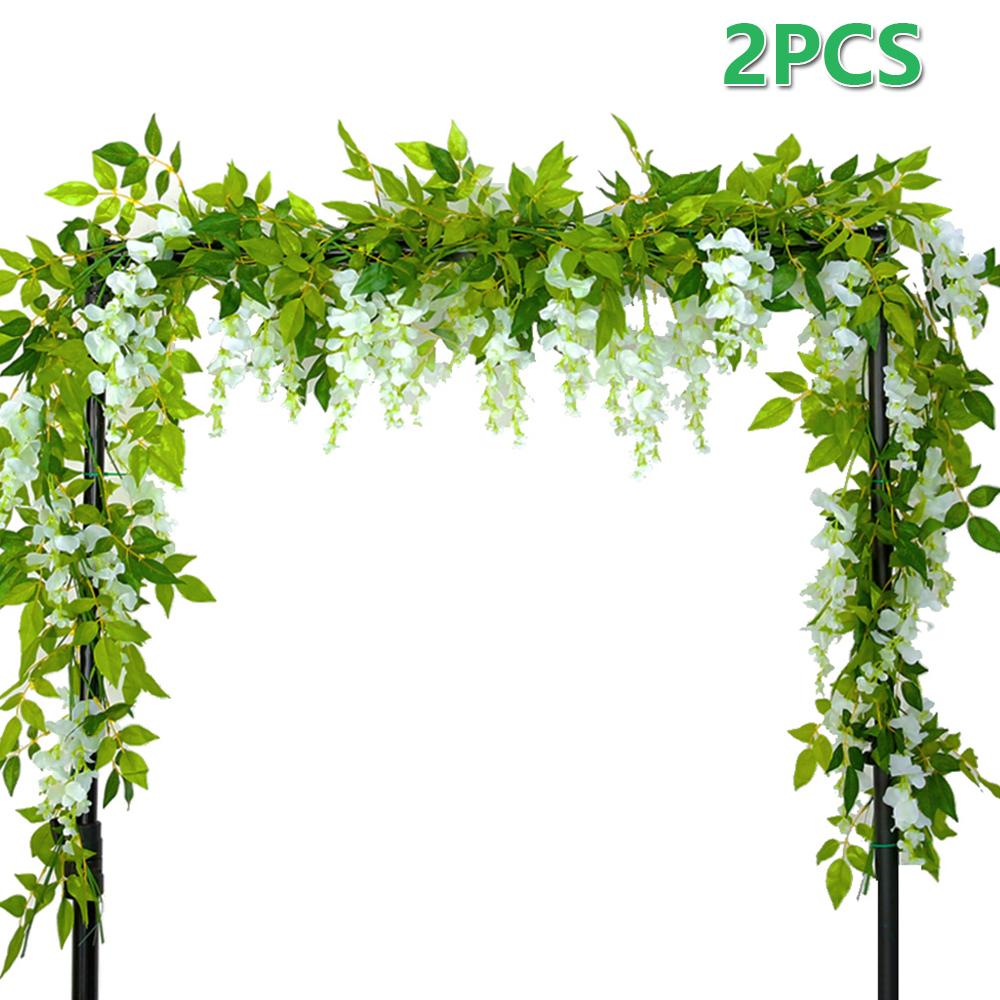 2ks 1,8M vistárie Umělé květiny Vinná věnec Rostliny Svatební oblouk Dekorace Falešný rostlinný list Ratan Trailing Wall Flower Ivy
