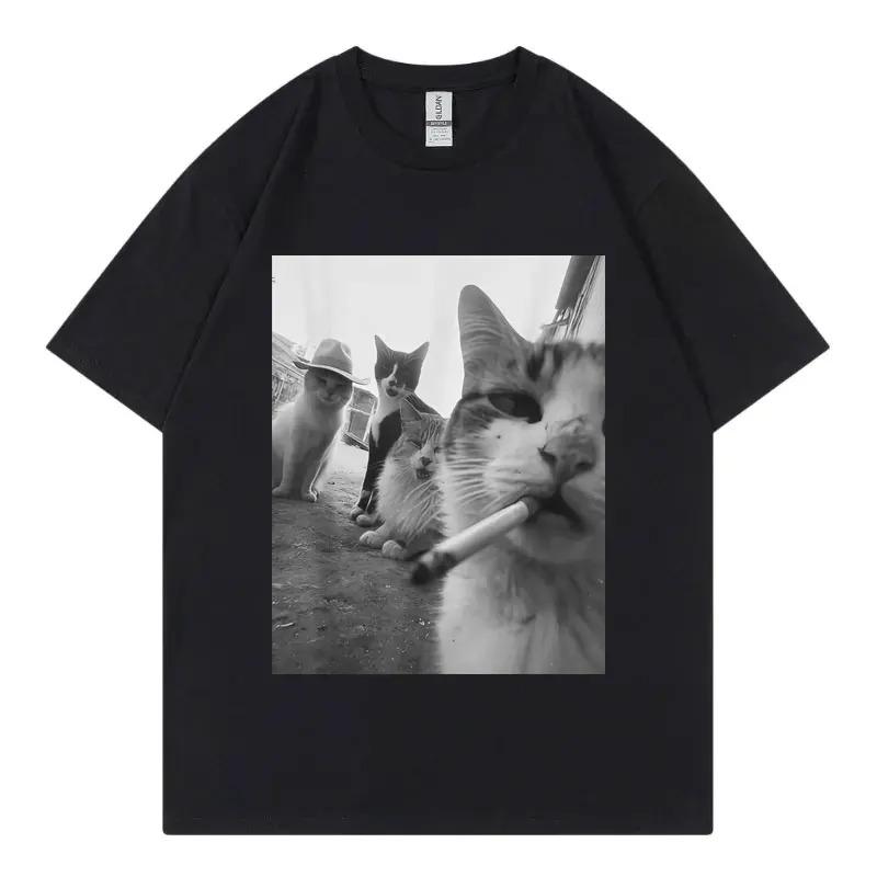 Cool Cat Fashion Casual Short Sleeve TShirt Streetwear Unisex Harajuku Y2K Fashion Casual Loose Cotton Summer New TShirt