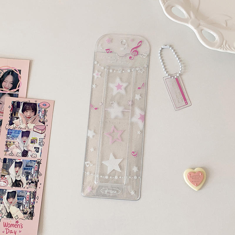 

1PC Girls Transparent Glitter Photo Card Holder Student Cartoon Star Design Long Style Fashion Photo Booth Strip Display Sleeves белый