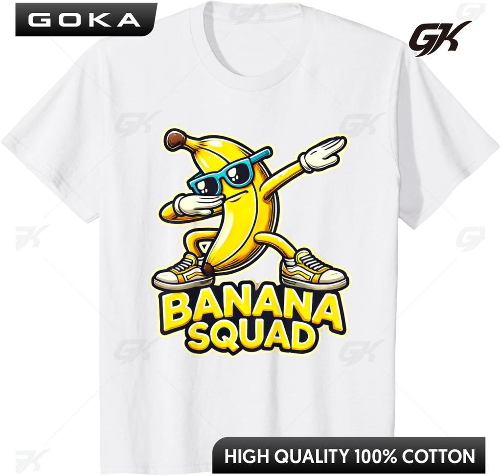 Banana Squad Funny Dabbing Banana Food  Dab Funky Fruit Printed GraphicTShirt Printed Graphic Round Short Sleeved Tops