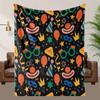 A Comfortable Party Theme Fleece Blanket Perfect Gift Soft High-Definition Digital Print Black Base with Colorful Balloons Masks