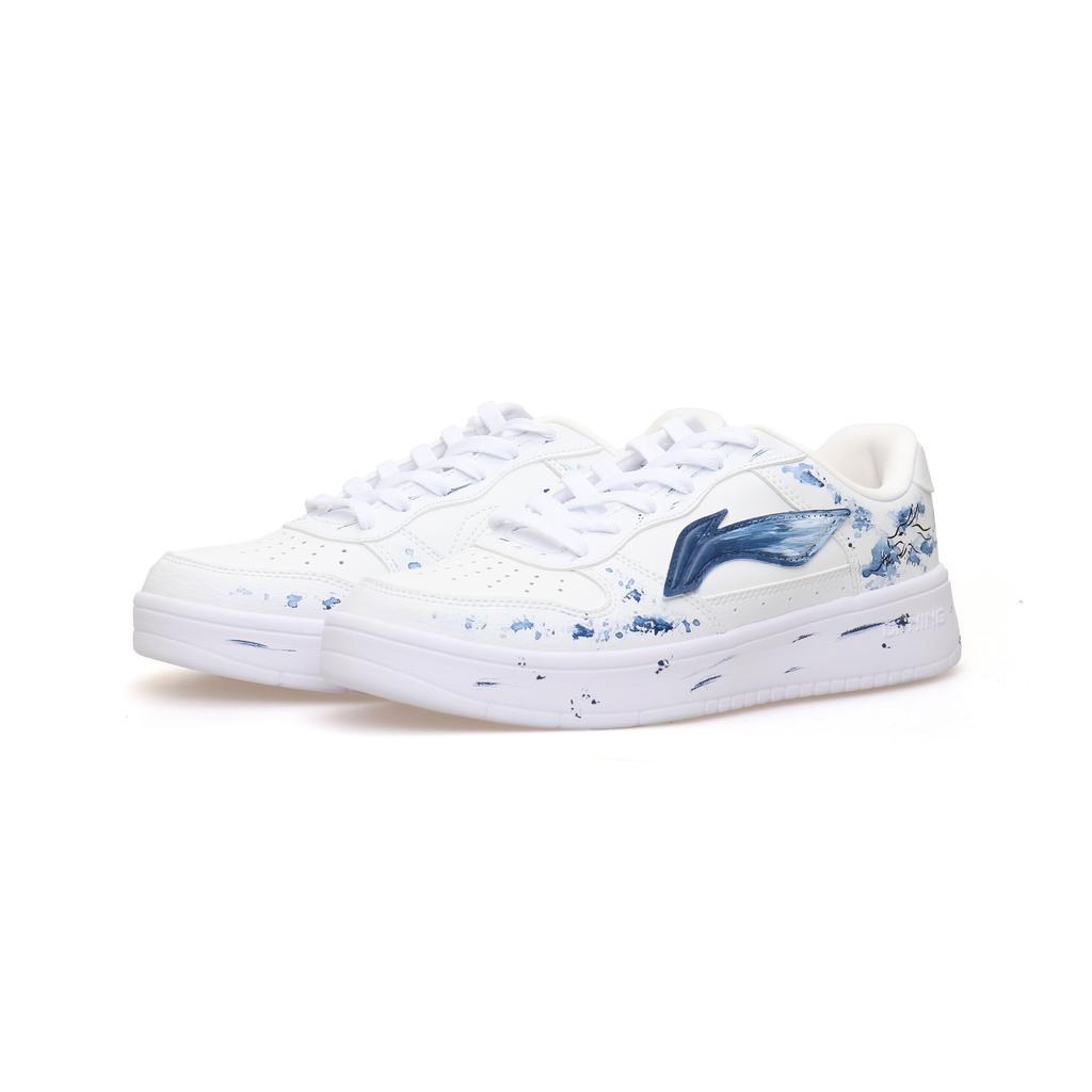 Li Ning Floating Boat Slip Resistant, Abrasion Resistant, Breathable Low top Skateboard Shoes Men's White Blue AGCS419-1(Team303-)