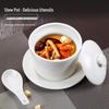 Pure White Ceramic Stew Pot with Lid: Versatile Double Boiler for Soup, Eggs, Bird's Nest, and Tonics