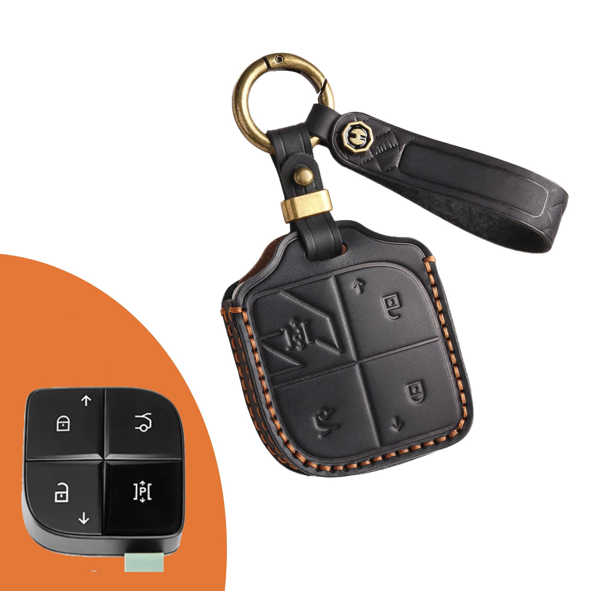 

Подходит для 2023 Lynk & Co 08 кожаный чехол для ключа новый Lynk & Co 08 специальный автомобиль модифицированный защитный чехол для ключа чёрный