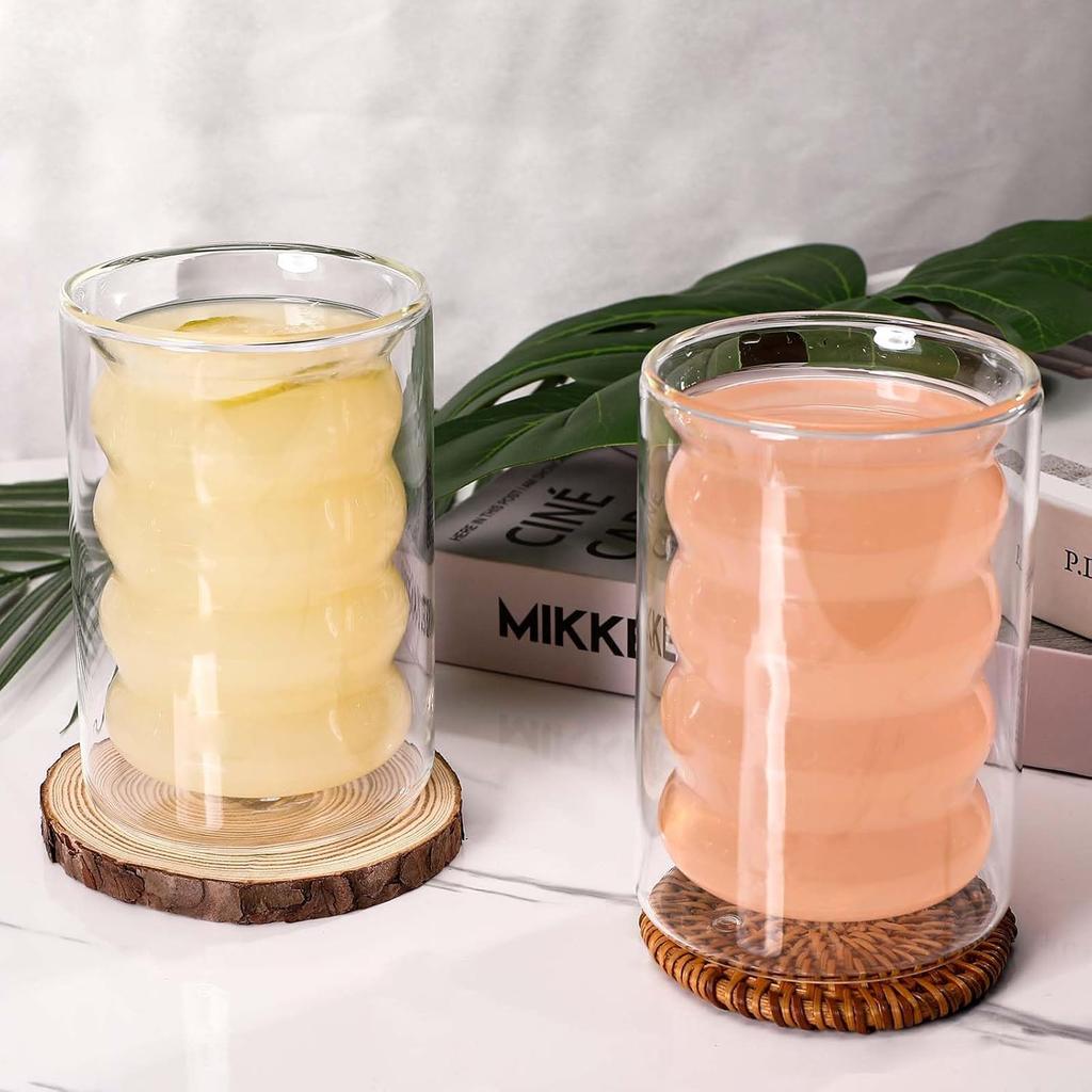 2 st 400 ml kaffekoppar dubbelväggiga glas kaffemuggar transparenta handgjorda värmebeständiga tekoppar glas för sommardrycker