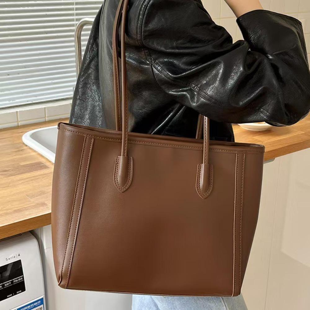 Retro large-capacity bag women's 2024 new trendy Korean versatile tote bag large-capacity shoulder commuter bag