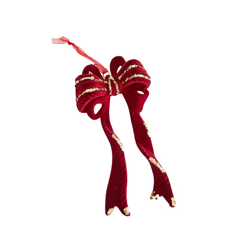 Christmas Flocking Bow Ornament - Window & Tree Decor